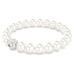 Matrix bracelet Crystal pearl, White, Rhodium plated
